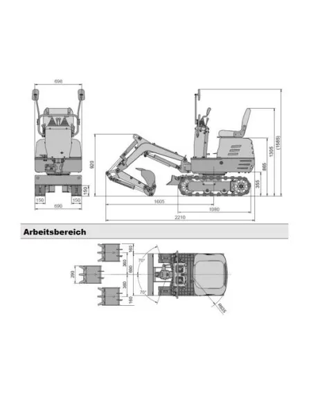 9 - Mini escavatore Zipper zi-mbgs600 compatto 5q con accessori