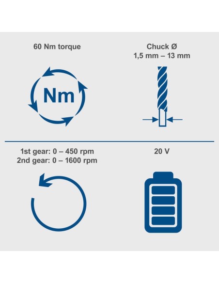 Trapano avvitatore brushless 20v senza batteria ixes Scheppach bc-dd60-x
