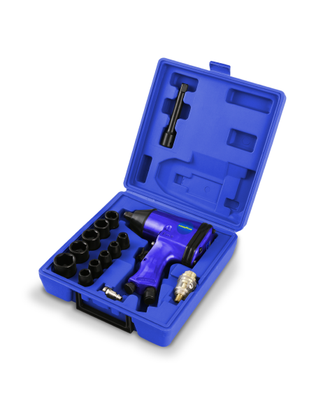 1 - Kit avvitatore impulsi 1/2" pistola pneumatica aria compressa con 10 bussole GOODYEAR gy17atk