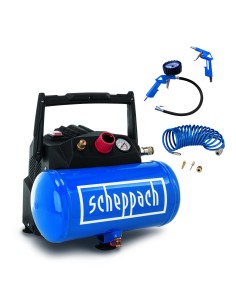 Compressore aria portatile 1.6hp 6lt 8barcon 5 accessori e tubo Scheppach hc06