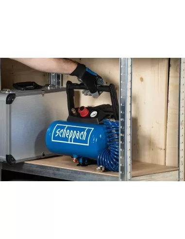 Compressore aria portatile 1.6hp 6lt 8barcon 5 accessori e tubo Scheppach hc06