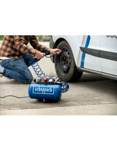 Compressore aria portatile 1.6hp 6lt 8barcon 5 accessori e tubo Scheppach hc06