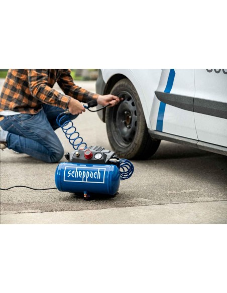 Compressore aria portatile 1.6hp 6lt 8barcon 5 accessori e tubo Scheppach hc06