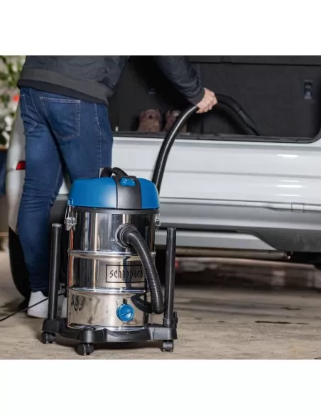 5 - Bidone aspiratutto e aspiraliquidi in inox 30lt Scheppach nts30v2