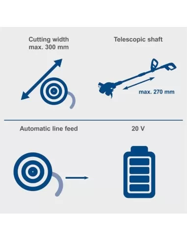 Tagliabordi 20v asta guida telescopica senza batteria ixes Scheppach c-lt300-x