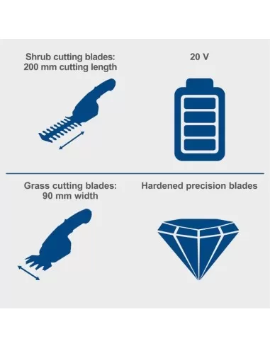 6 - Forbici 2in1 taglia erba e siepi 20v senza batteria ixes Scheppach c-htgs200-x