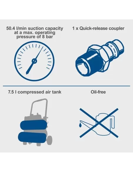 Compressore aria 7,5 lt 8bar 750 W Scheppach hc10-twin Compressore aria 7,5 lt 8bar 750 W Scheppach hc10-twin