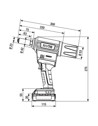 Rivettatrice a batteria Litio max 4,8mm 18,0V 2,0Ah Rivit riv710