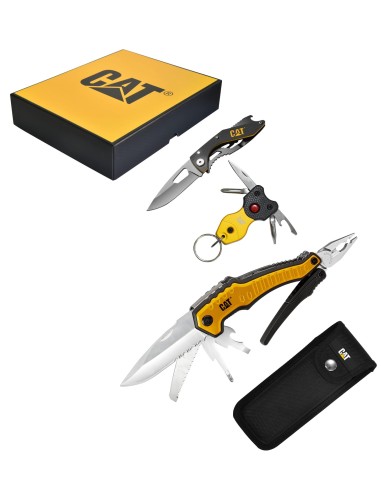 5 - Confezione regalo 2 coltelli tascabili e 1 portachiavi Cat - Caterpillar 240125