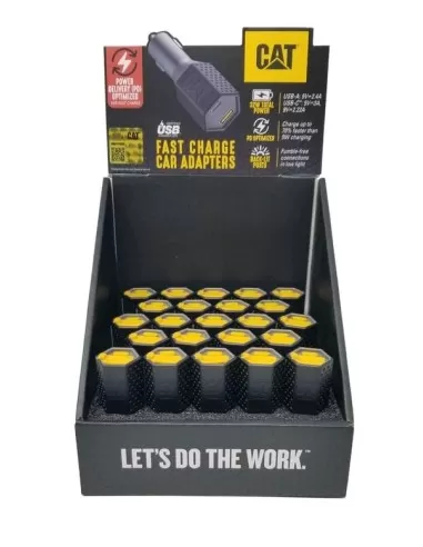1 - Box da 18 pezzi di adattatore per USB Dual da auto Cat - Caterpillar-2USBDC-PDG