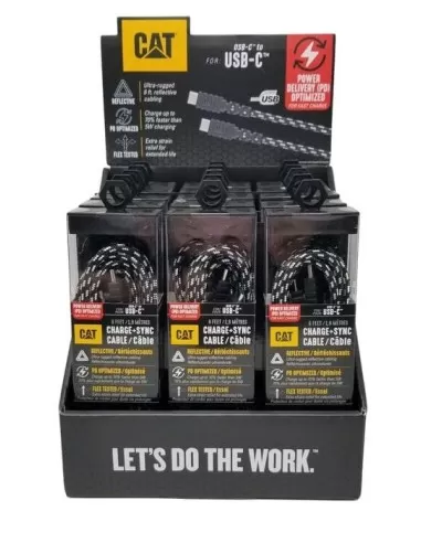 1 - Box da 15 pezzi da USB-C a USB-C Nylon intrecciato Cat - Caterpillar-PC-C2CG