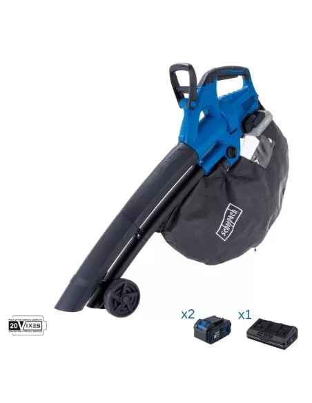 1 - Soffiatore 2x20v 2 batterie 4.0Ah e doppio caricatore ixes Scheppach bc-blv720-x