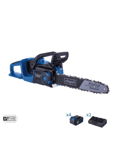 Motosega 2x20v 4 batteria 4.0Ah doppio caricatore ixes Scheppach bc-cs355duo-x