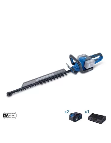1 - Tagliasiepi 2x20v 2 batteria 4.0Ah doppio caricatore ixes Scheppach bc-ht720-x