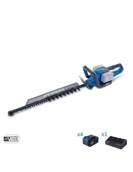 1 - Tagliasiepi 2x20v 4 batteria 4.0Ah doppio caricatore ixes Scheppach bc-ht720-x