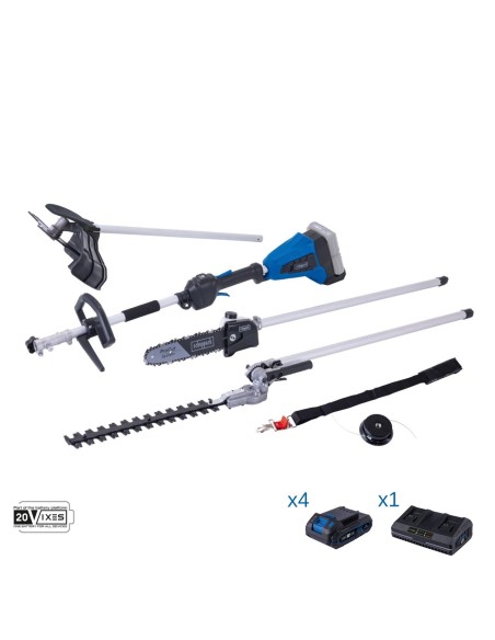 Decespugliatore 4in1 4 batterie 2 Ah doppiocaricatore ixes Scheppach bc-mfh400-x