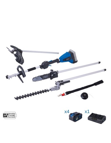 Decespugliatore 4in1 4 batterie 4 Ah doppiocaricatore ixes Scheppach bc-mfh400-x