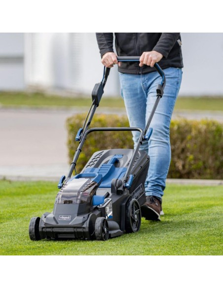 Rasaerba 38cm 2 batterie 4.0Ah e doppiocaricabatterie ixes Scheppach bc-mp380-x