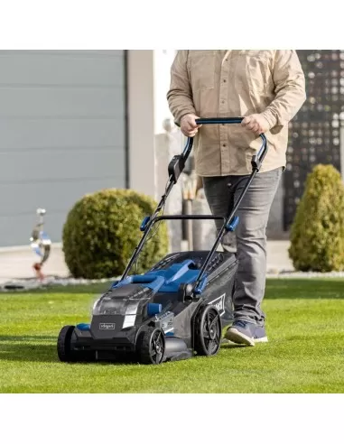 2 - Rasaerba 43cm 2 batterie 4.0Ah e doppiocaricabatterie ixes Scheppach bc-mp430-x