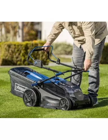 6 - Rasaerba 43cm 2 batterie 4.0Ah e doppiocaricabatterie ixes Scheppach bc-mp430-x