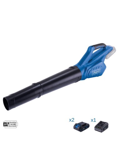 1 - Soffiatore foglie 20V 2 batterie 2.0Ah + caricabatteria ixes Scheppach c-bl700-x