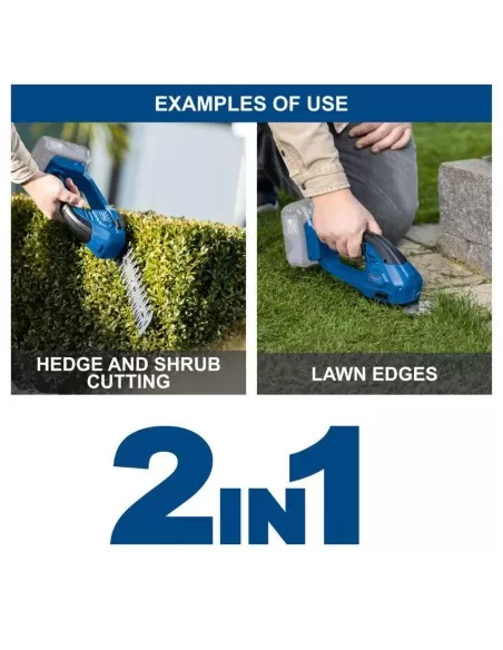 5 - Taglia erba-siepi 20v 2 batteria 2.0Ah caricabatteria ixes Scheppach c-htgs200-x
