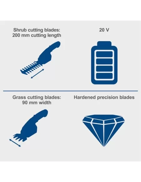 6 - Taglia erba-siepi 20v 2 batteria 2.0Ah caricabatteria ixes Scheppach c-htgs200-x