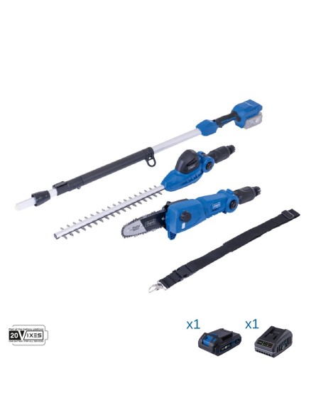 Potatore tagliasiepi con asta 20v batteria 2.0Ah ixes Scheppach c-phts410-x