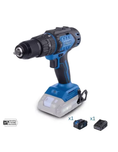 Trapano percussione 20v batteria 4.0Ah e caricabatteria ixes Scheppach bc-cd60-x