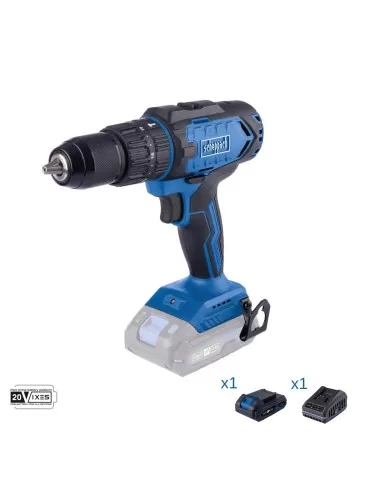 1 - Trapano avvitatore 20v batteria 2.0Ah e caricabatteria ixes Scheppach c-cd45-x