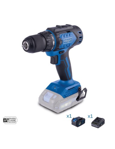 Trapano avvitatore 20v batteria 4.0Ah e caricabatteria ixes Scheppach bc-dd60-x