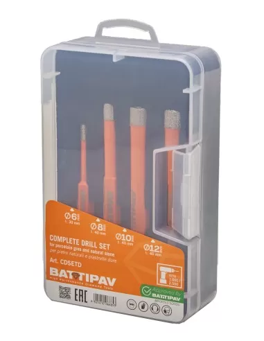 1 - Set frese foretti diamantati gres marmo granito per trapano Battipav cdsetd