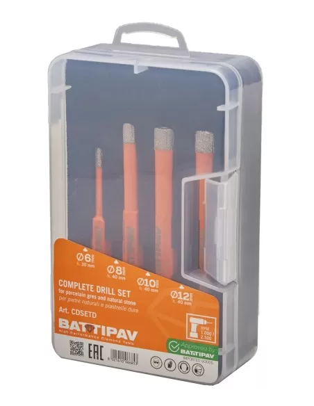 1 - Set frese foretti diamantati gres marmo granito per trapano Battipav cdsetd