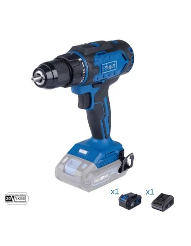Trapano avvitatore 20v batteria 4.0Ah e caricabatteria ixes Scheppach c-dd45-x