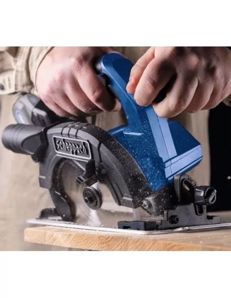 3 - Sega circolare 20v 2 batterie 2.0Ah e caricabatteria ixes Scheppach bc-hcs165-x