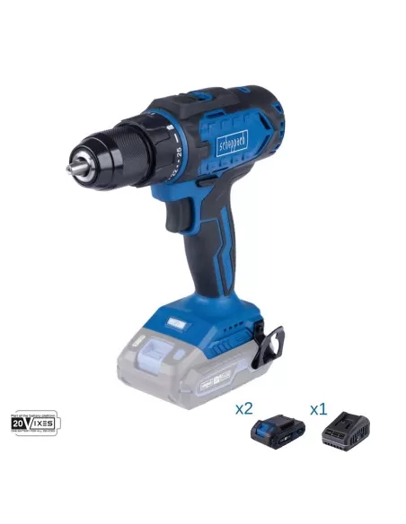 Trapano avvitatore 20v 2 batterie 2.0Ah e caricabatteria ixes Scheppach c-dd45-x