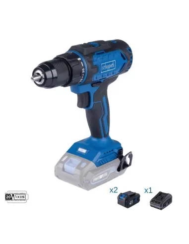 Trapano avvitatore 20v 2 batterie 4.0Ah e caricabatteria ixes Scheppach c-dd45-x