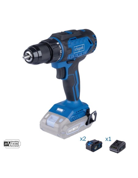 Trapano avvitatore 20v 2 batterie 4.0Ah e caricabatteria ixes Scheppach c-dd45-x