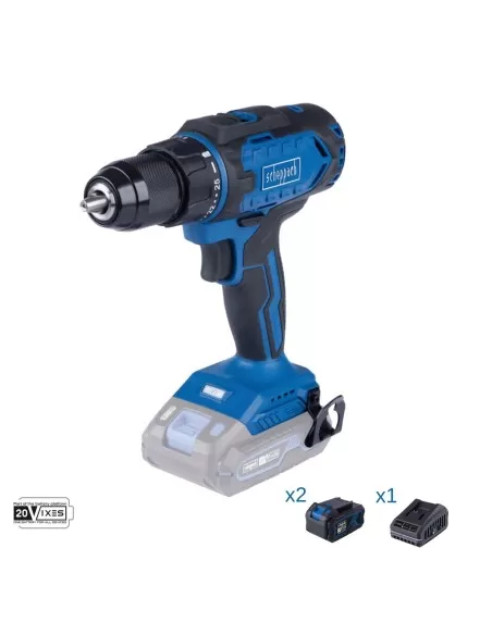 Trapano avvitatore 20v 2 batterie 4.0Ah e caricabatteria ixes Scheppach c-dd45-x