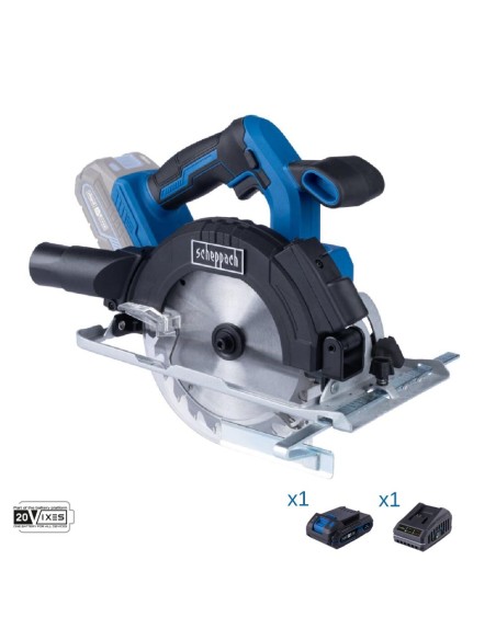 Sega circolare 20v batteria 2.0Ah + caricabatteria ixes Scheppach c-hcs165-x