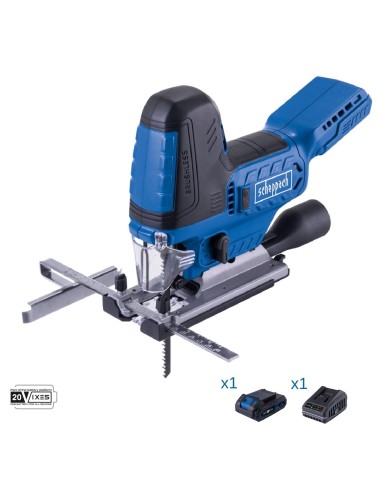 Seghetto brushless 20v batteria 2.0Ah e caricabatteria ixes Scheppach bc-js254-x