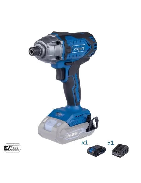 Avvitatore impulsi 20v batteria 2.0Ah e caricabatteria ixes Scheppach c-id180-x