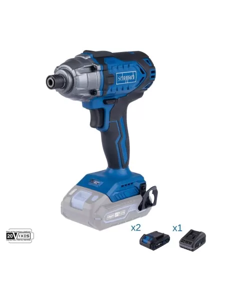 Avvitatore impulsi 20v 2 batterie 2.0Ah caricabatteria ixes Scheppach c-id180-x Avvitatore impulsi 20v 2 batterie 2.0Ah caricabatteria ixes Scheppach c-id180-x