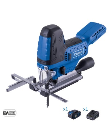 Seghetto brushless 20v batteria 4.0Ah e caricabatteria ixes Scheppach bc-js254-x