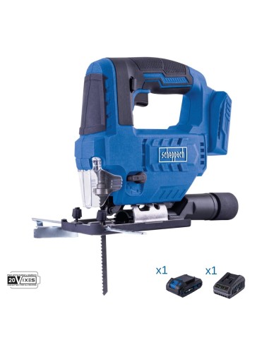Seghetto 20v batteria 2.0Ah + caricabatteria ixes Scheppach c-js220-x