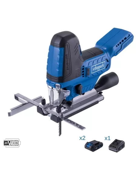 Seghetto brushless 20v 2 batterie 2.0Ah caricabatteria ixes Scheppach bc-js254-x