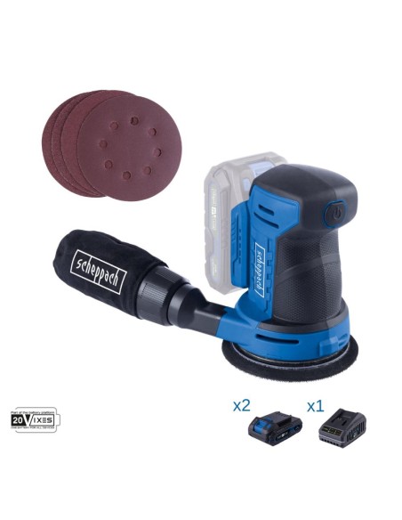 Levigatrice 20v 2 batterie 2.0Ah e caricabatteria ixes Scheppach c-obs125-x