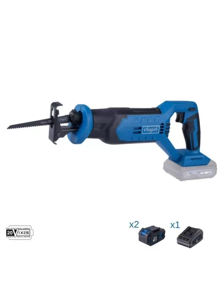 1 - Sega a gattuccio 20v 2 batterie 4.0Ah + caricabatteria ixes Scheppach c-rs100-x