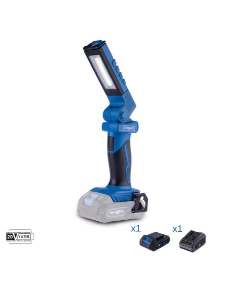 Lampada lavoro led 20v batteria 2.0Ah + caricabatteria ixes Scheppach c-wl20-x