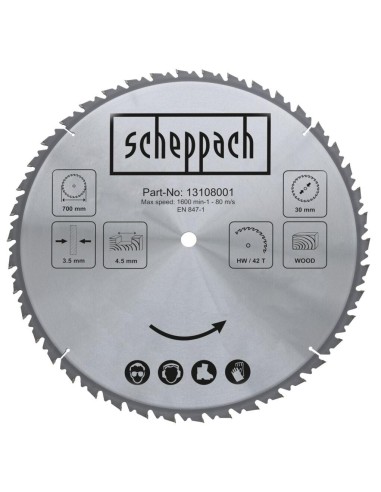 Lama circolare legno 700x30x4,5mm 42t Scheppach